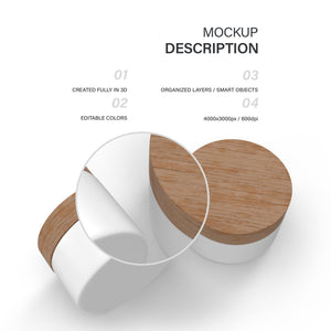 Plastic Cream Jar - Wooden Lids - Cosmetic Mockup