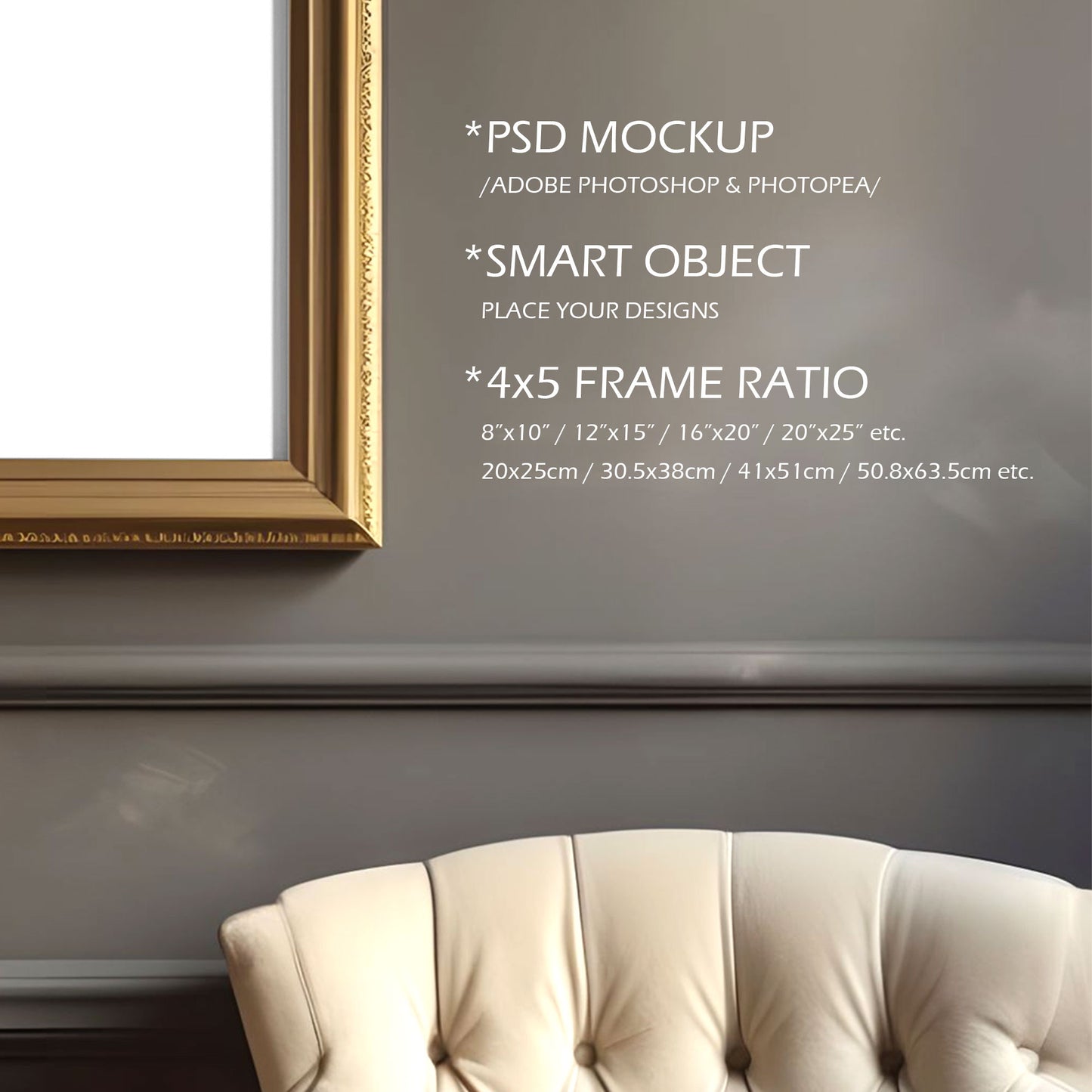 Picture Frame Mockup - 4:5 Frame Ratio - Victorian Style