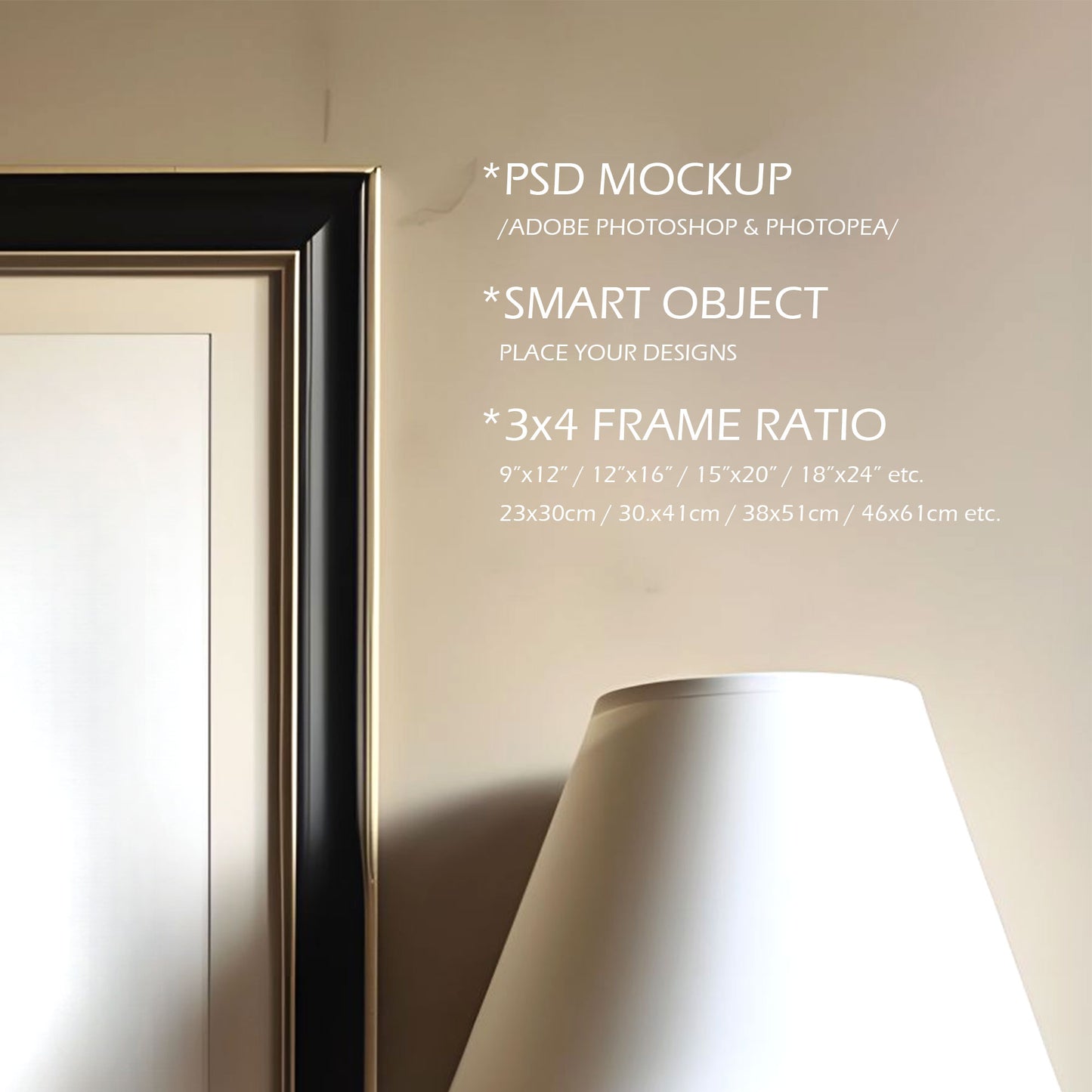 Picture Frame Mockup - 3:4 Frame Ratio - Victorian Style