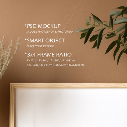 Picture Frame Mockup - 3:4 Frame Ratio - Natural Edition