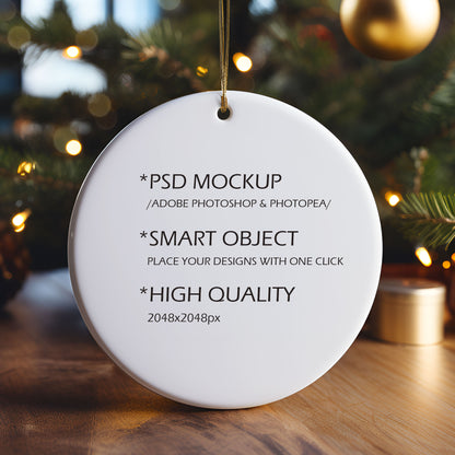 Digital Ceramic Christmas Ornament Mockup