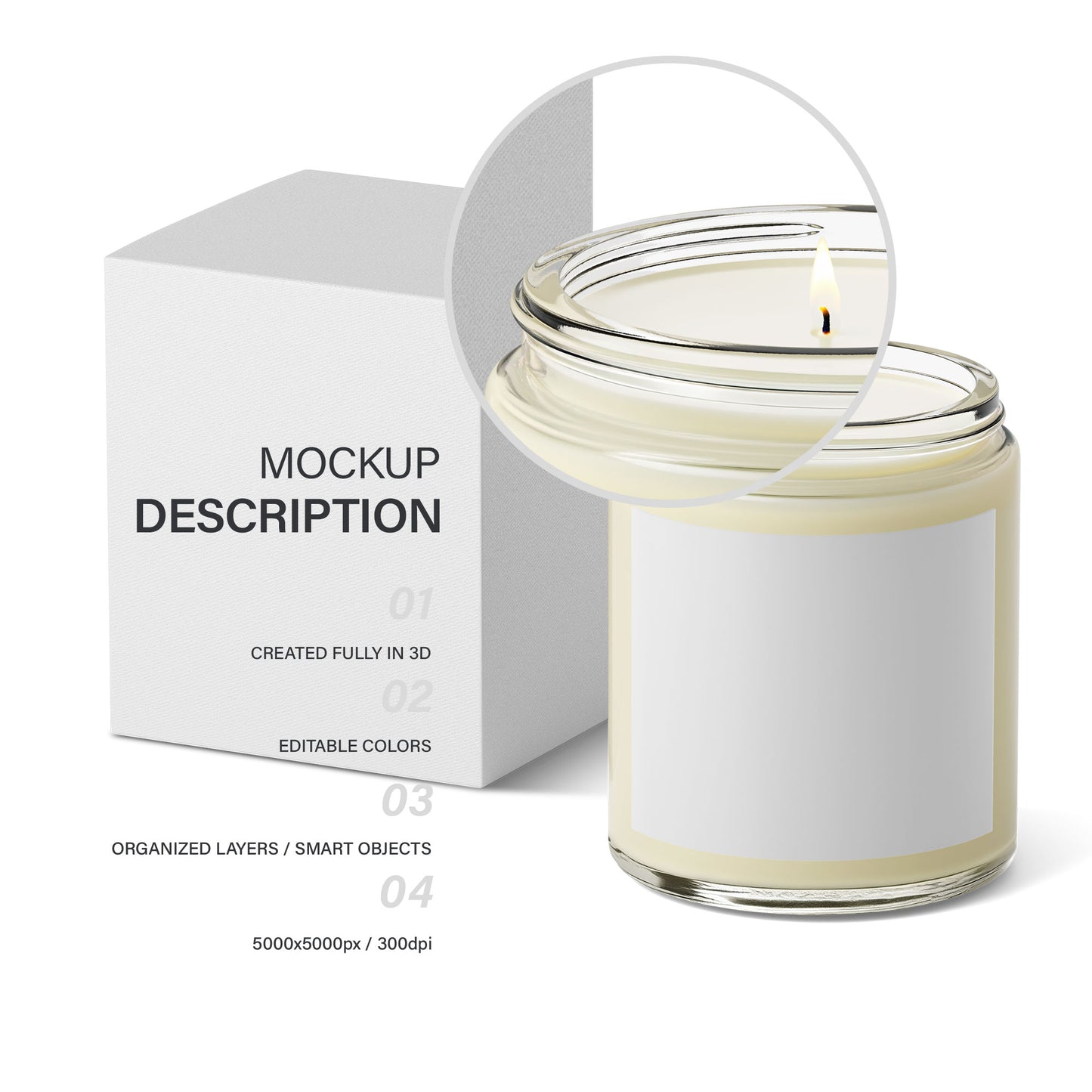 Candle in Clear Glass Jar With Box - Editable Wick