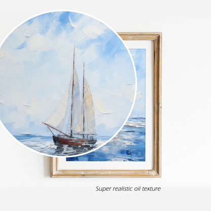 Boat In The Sea - Impressionism Collection - Digital Oil Painting | Printable Wall Art