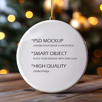 Digital Ceramic Christmas Ornament Mockup