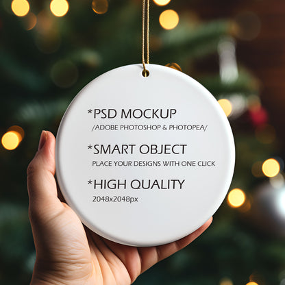 Digital Ceramic Christmas Ornament Mockup