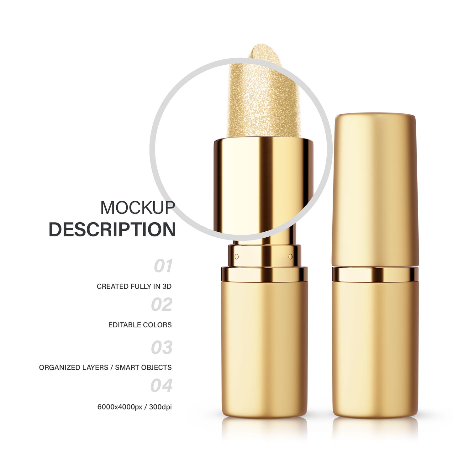 Gold Round Lipstick - Glossy&Glittery