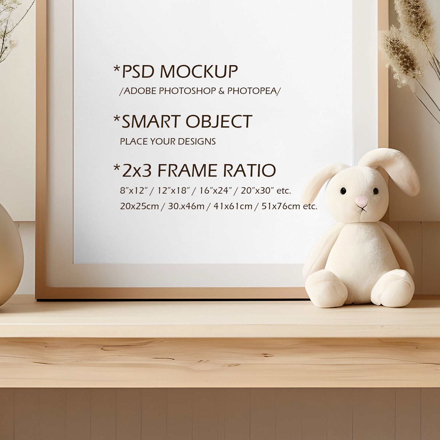 Nursery Picture Frame Mockup - 2:3 Frame Ratio - Boho Edition