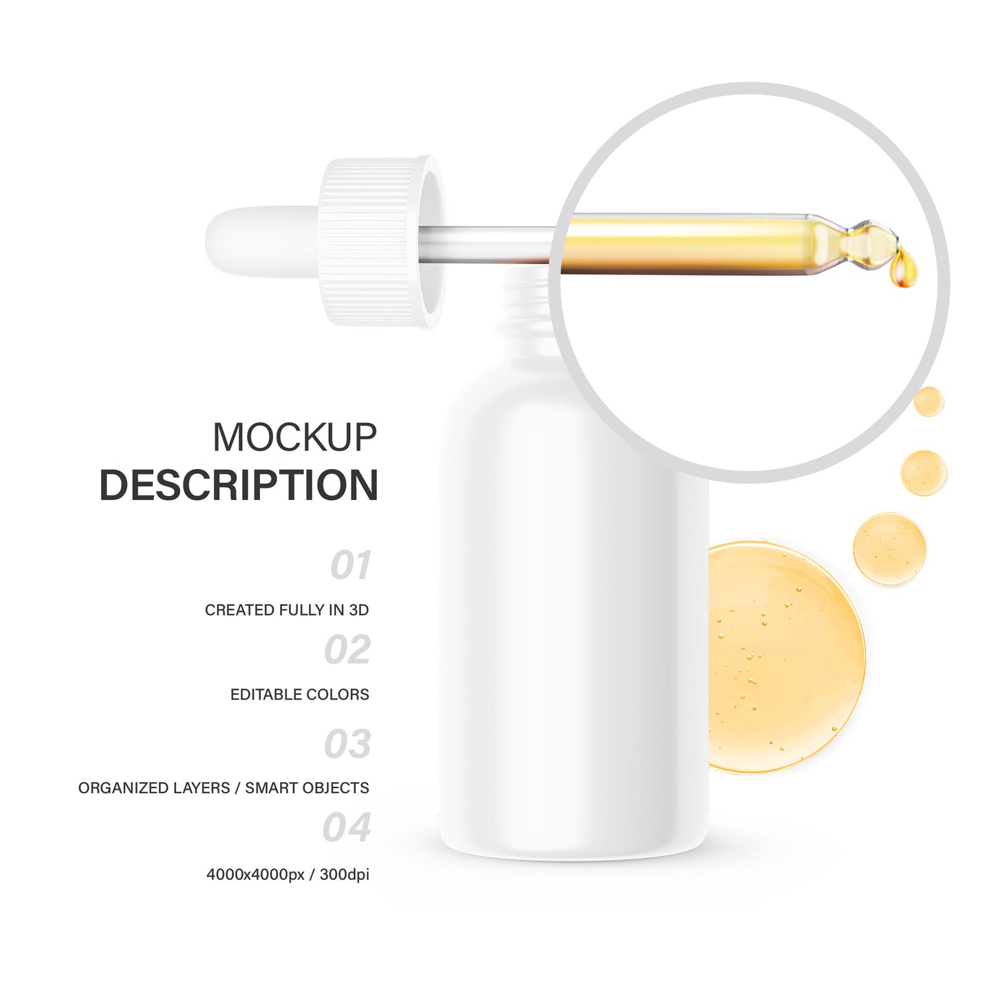 Glossy Dropper Bottle With Serum Bubbles