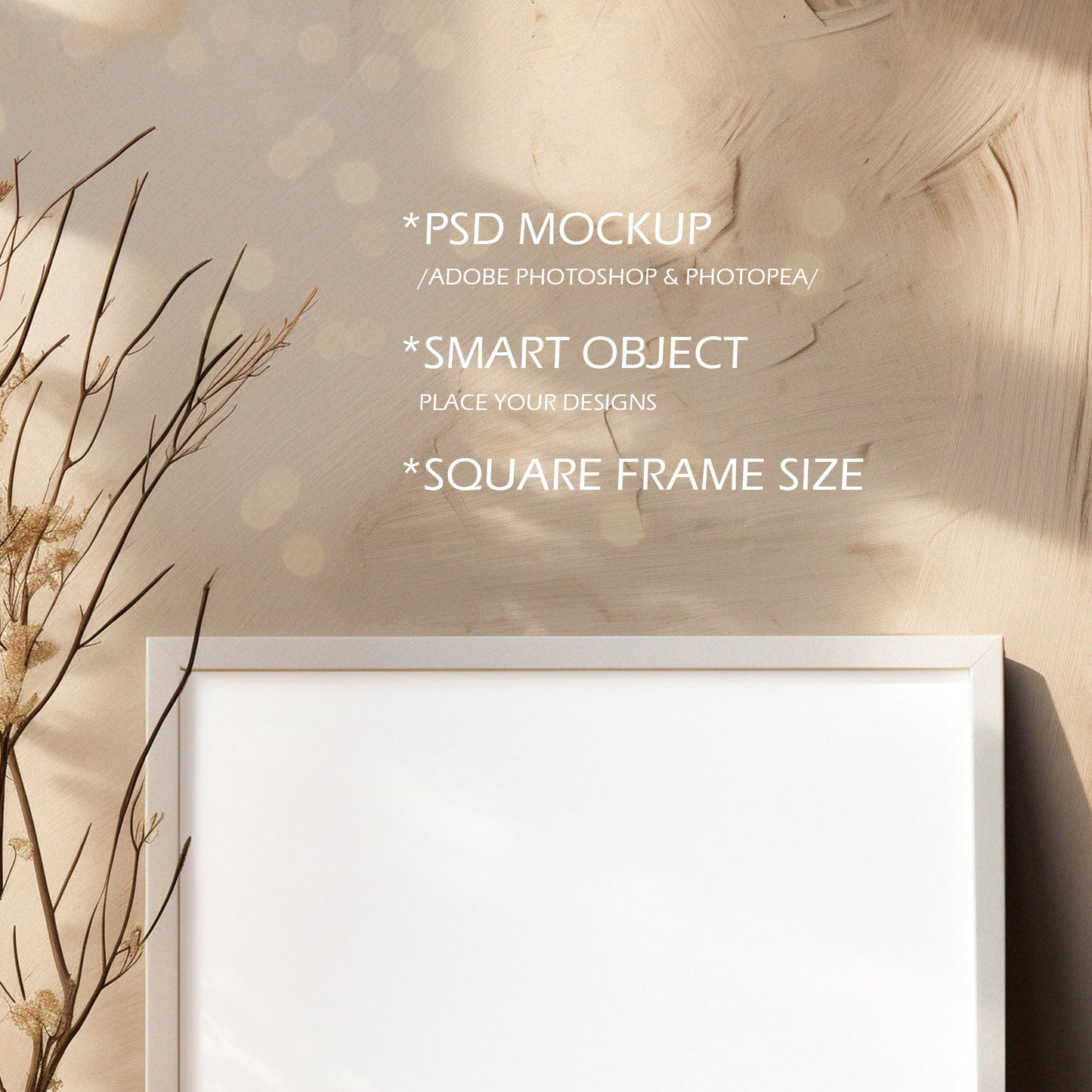 Picture Frame Mockup - Square Frame Size - Natural Edition