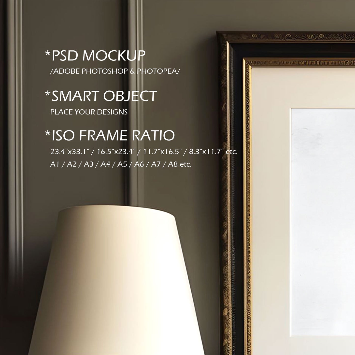 Picture Frame Mockup - ISO Frame Size - Victorian Style