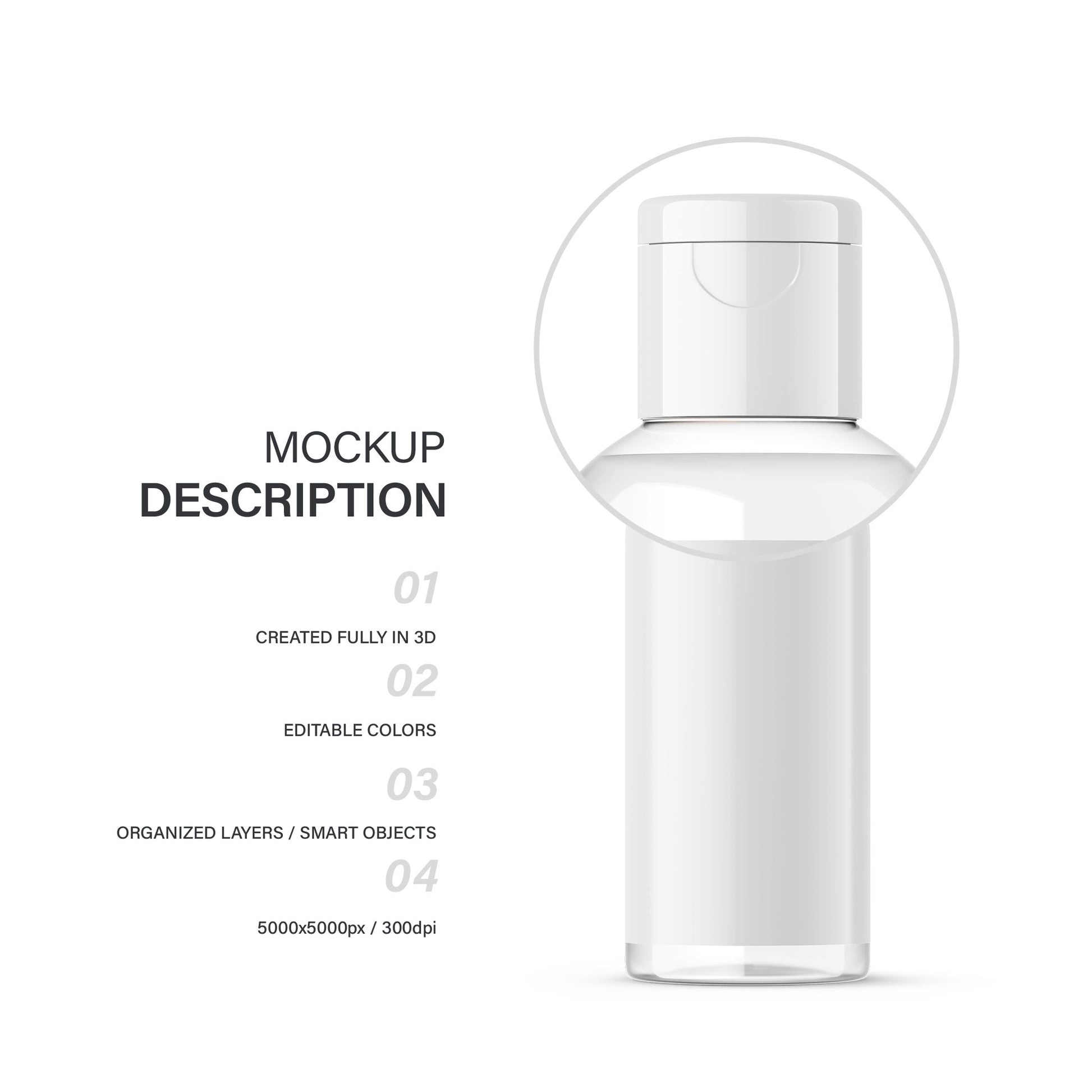 Clear Flip Top Bottle - 50 ml