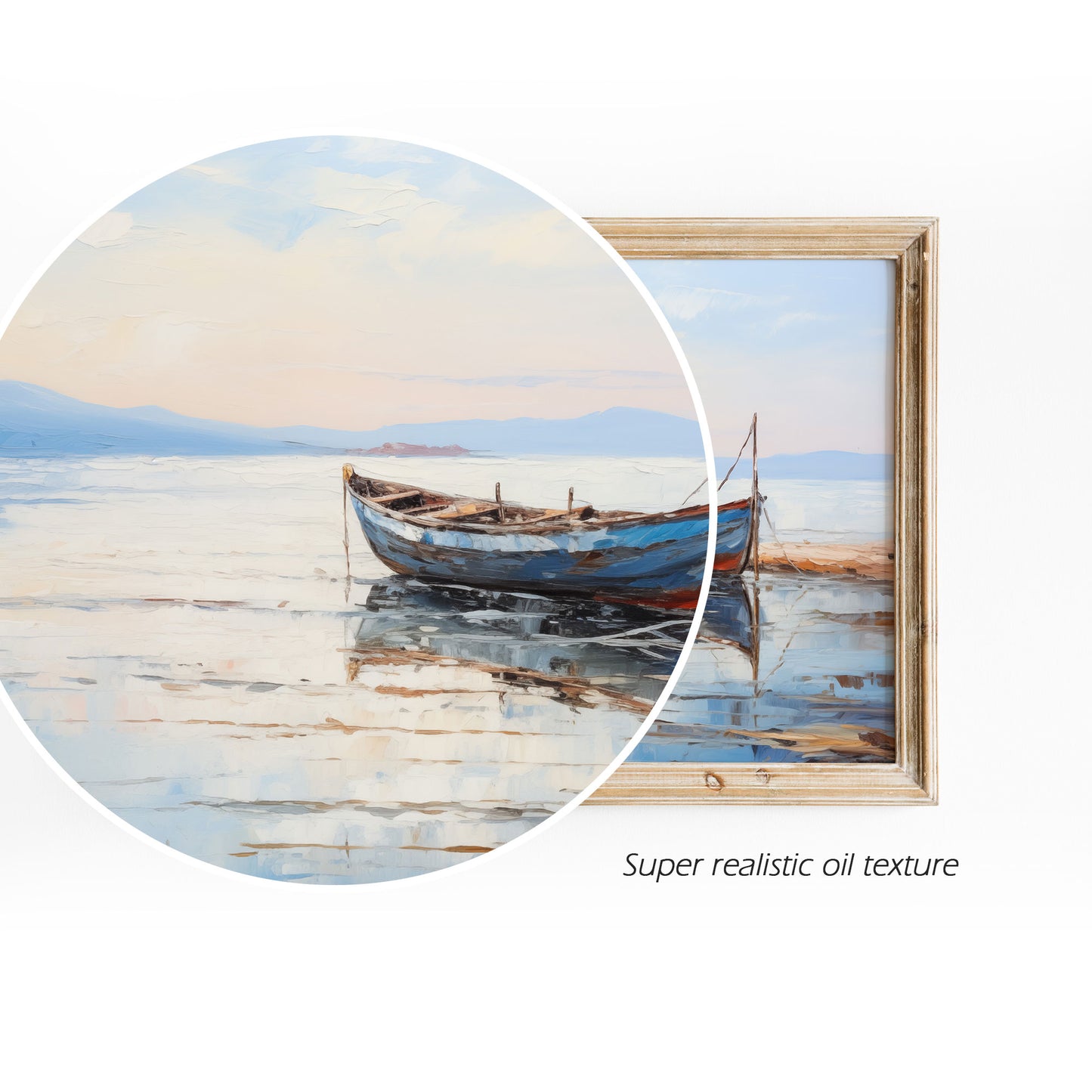 Boat In The Sea - Impressionism Collection - Digital Oil Painting | Printable Wall Art