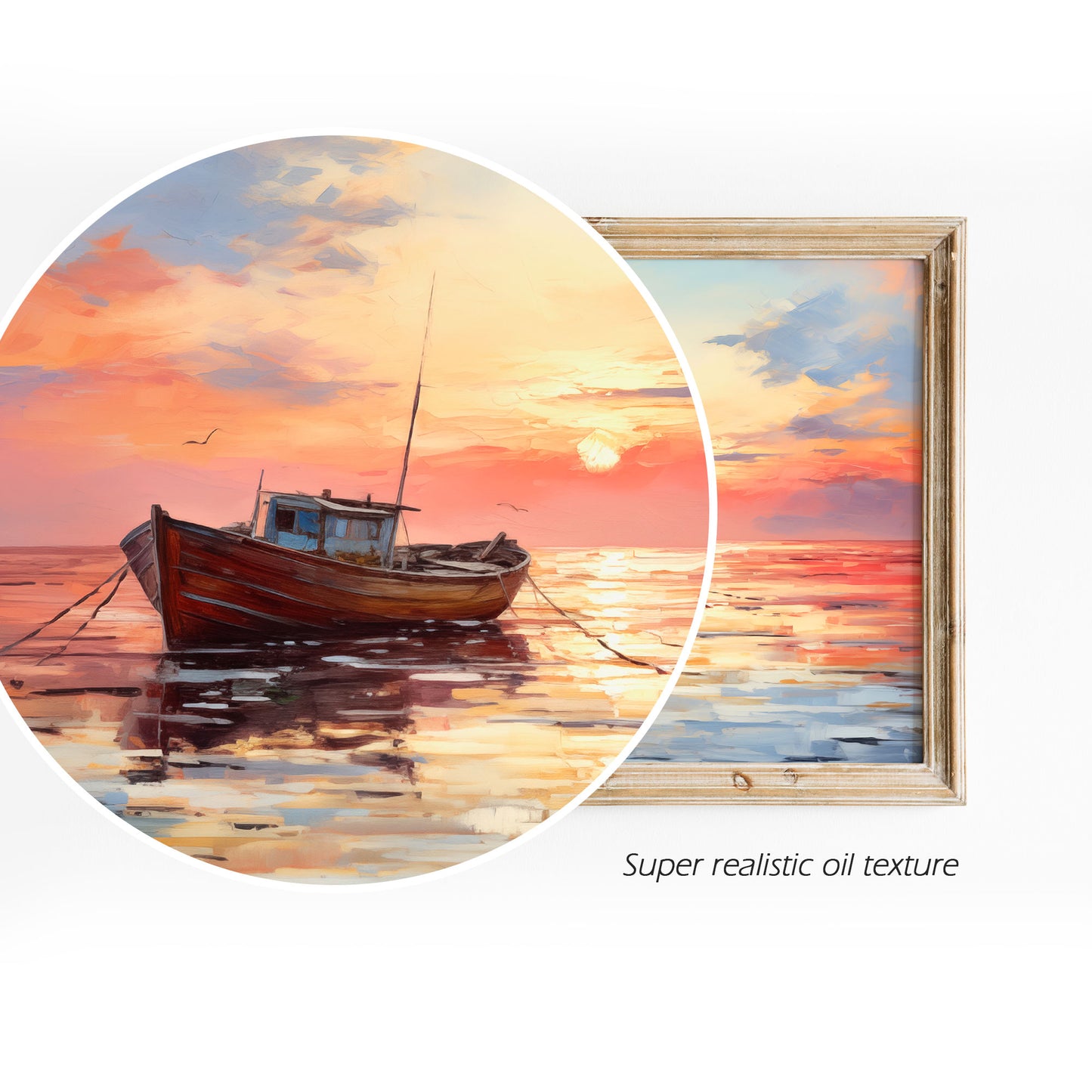 Boat In The Sea - Impressionism Collection - Digital Oil Painting | Printable Wall Art