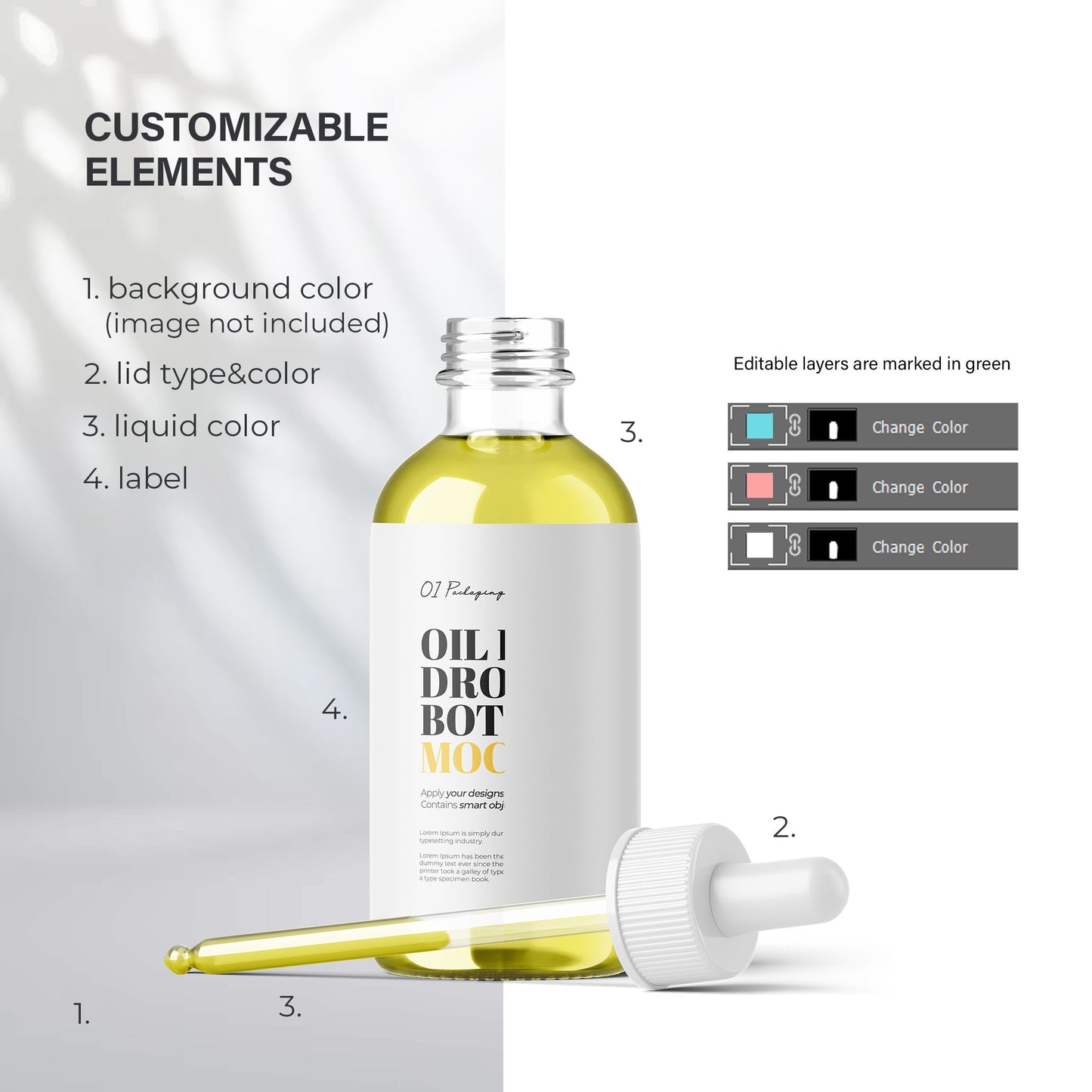 Clear Dropper Bottle - Editable Lid&Oil Color