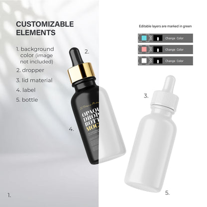 Glossy Dropper Bottle - Editable Lid