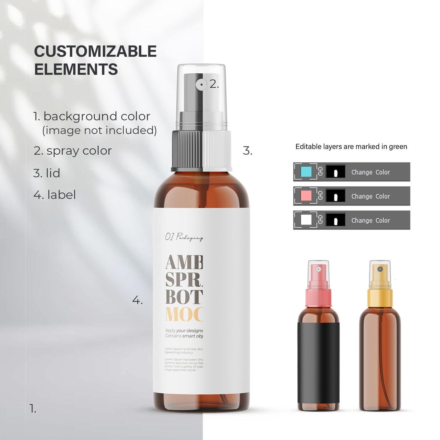 Amber Spray Bottle - Editable Lid