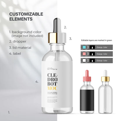 Clear Dropper Bottle - Editable Lid