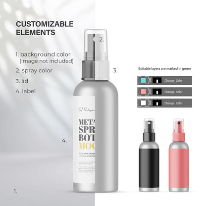 Metallic Spray Bottle - Editable Lid