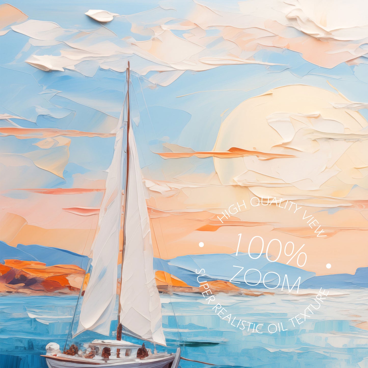 Boat In The Sea - Impressionism Collection - Digital Oil Painting | Printable Wall Art