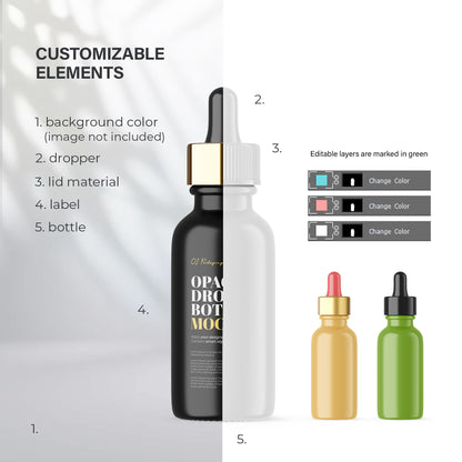 Glossy Dropper Bottle - Editable Lid