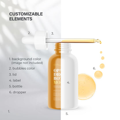 Glossy Dropper Bottle With Serum Bubbles