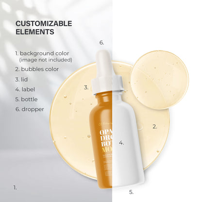 Glossy Dropper Bottle With Serum Bubbles