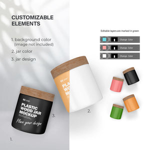 Plastic Cream Jar - Wooden Lids - Cosmetic Mockup