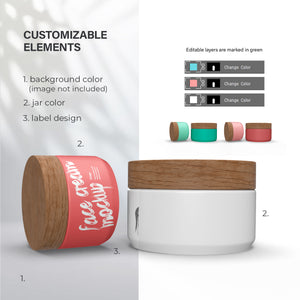 Cosmetic Plastic Jars With Wooden Lids - 6 Mockups Bundle