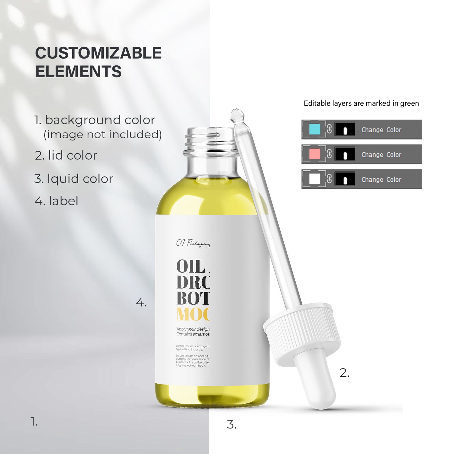 Clear Dropper Bottle - Editable Oil Color