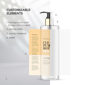 Clear Pump Bottle - Expanded Label&Editable Lid