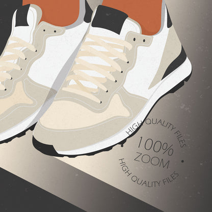 Beige Girl Sneakers - Digital Illustration | Ready to Print Wall Art