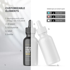 Glossy Dropper Bottles - 4 Cosmetic Mockups Bundle