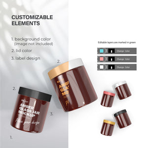 Amber Cosmetic Jars - 3 Mockups Bundle