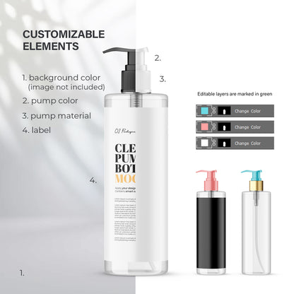 Clear Pump Bottle - Editable Lid