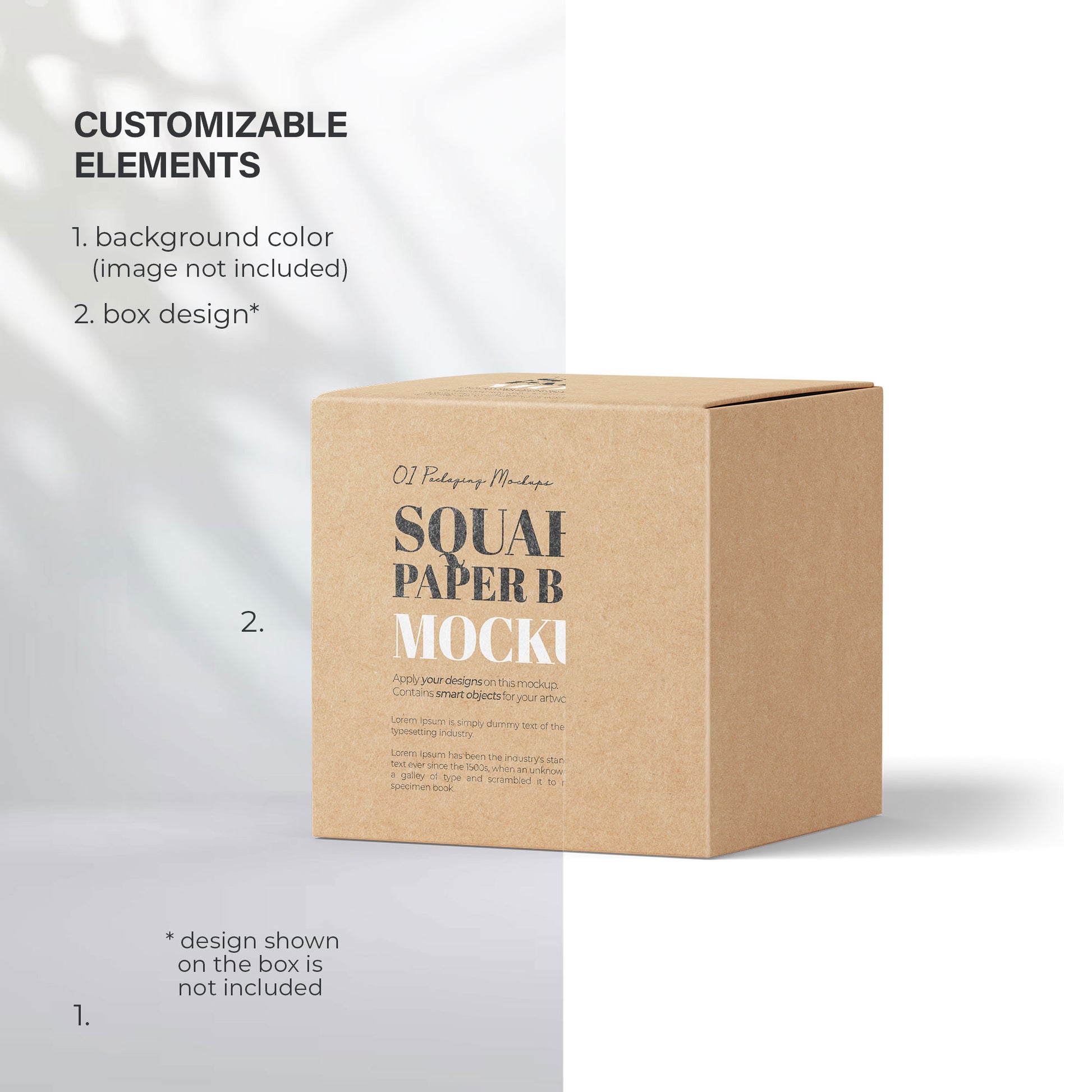 Square Cardboard Box - 4 Mockups Bundle