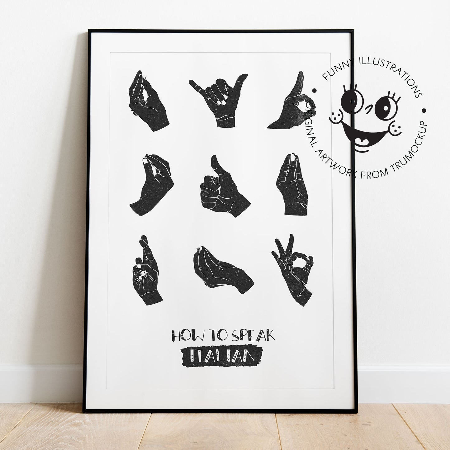 How To Speak Italian - Funny Digital Illustration | Ready to Print Wall Art