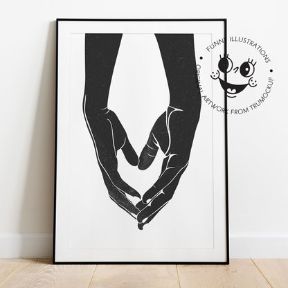 Love Couple Hands - Digital Illustration | Ready to Print Wall Art