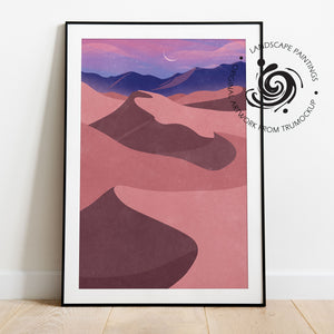 Death Valley Dunes USA - Day and Night - Two Landscape Posters | Digital Illustration | Ready to Print Wall Art