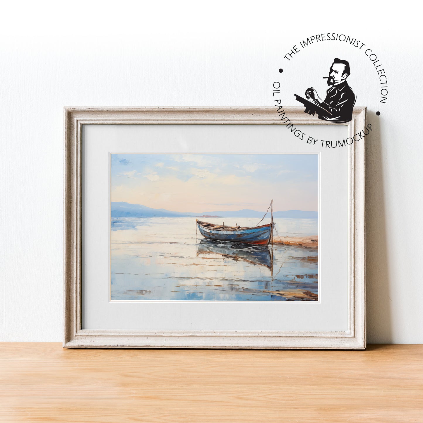 Boat In The Sea - Impressionism Collection - Digital Oil Painting | Printable Wall Art