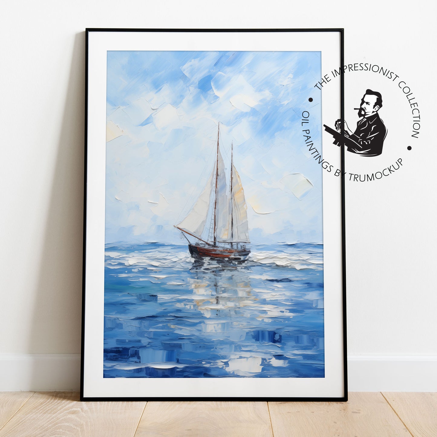 Boat In The Sea - Impressionism Collection - Digital Oil Painting | Printable Wall Art