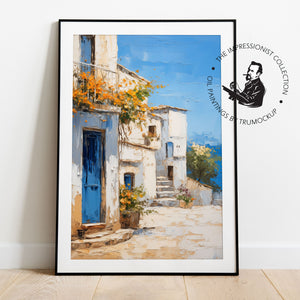 Italian Village By The Sea - Impressionism Collection - Digital Oil Painting | Printable Wall Art