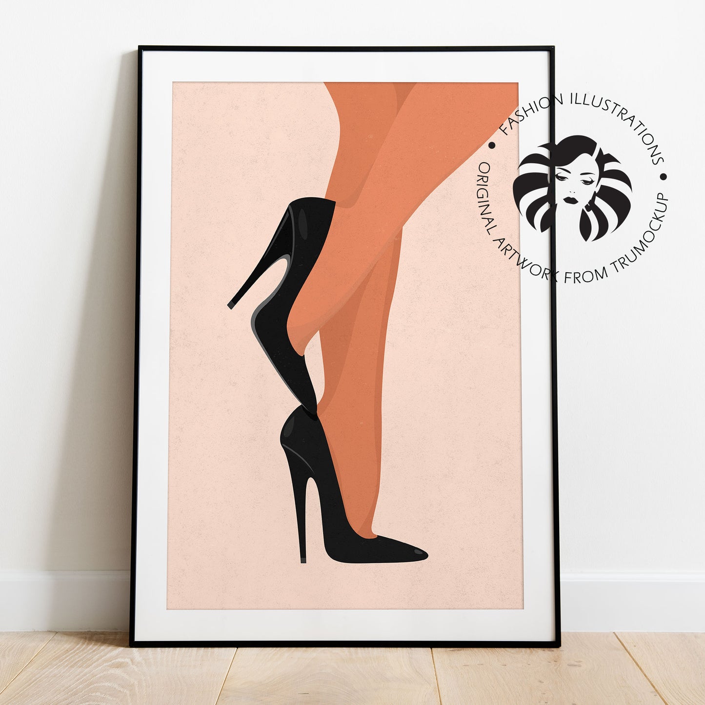 Woman Legs With Black High Heels - Digital Illustration | Ready to Print Wall Art