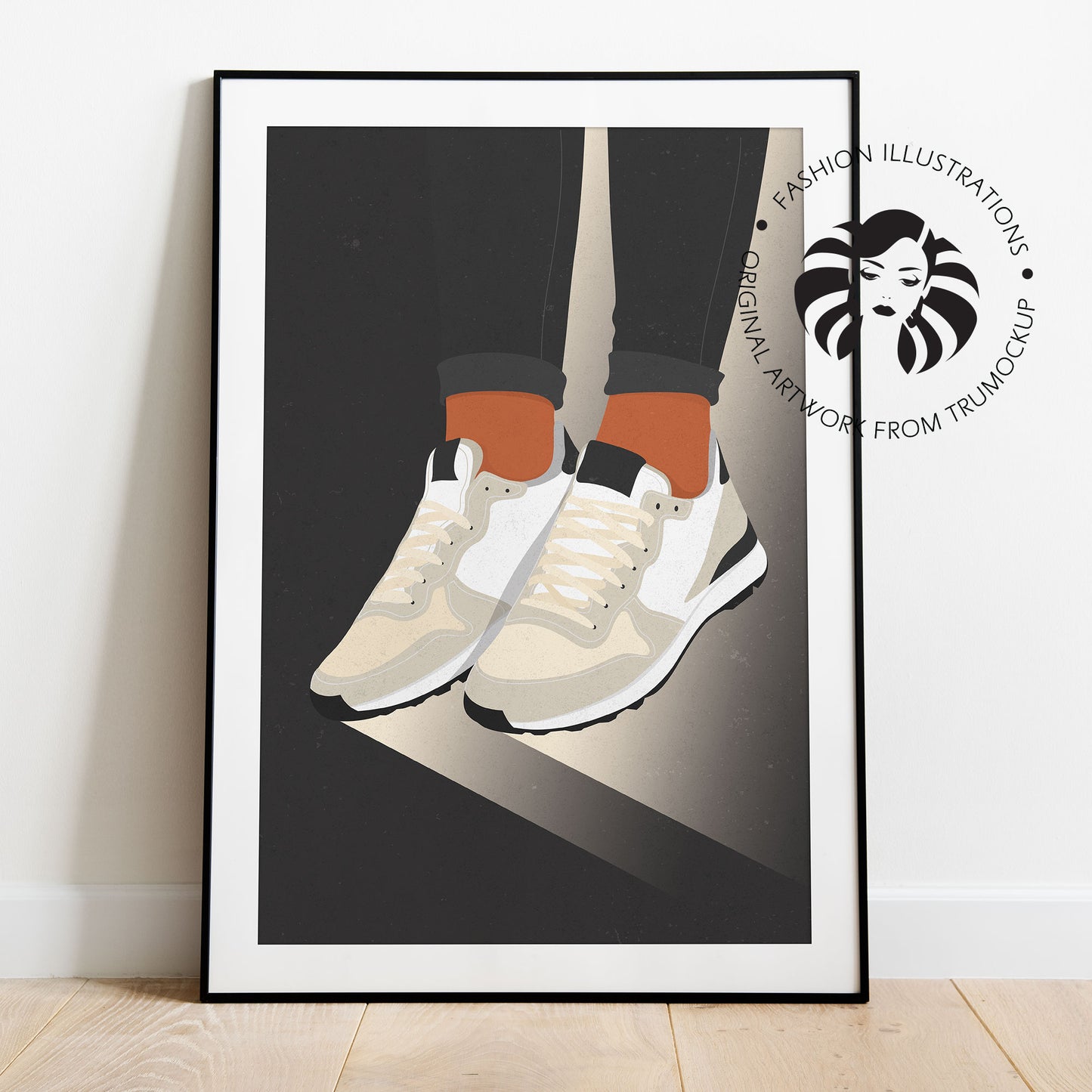 Beige Girl Sneakers - Digital Illustration | Ready to Print Wall Art