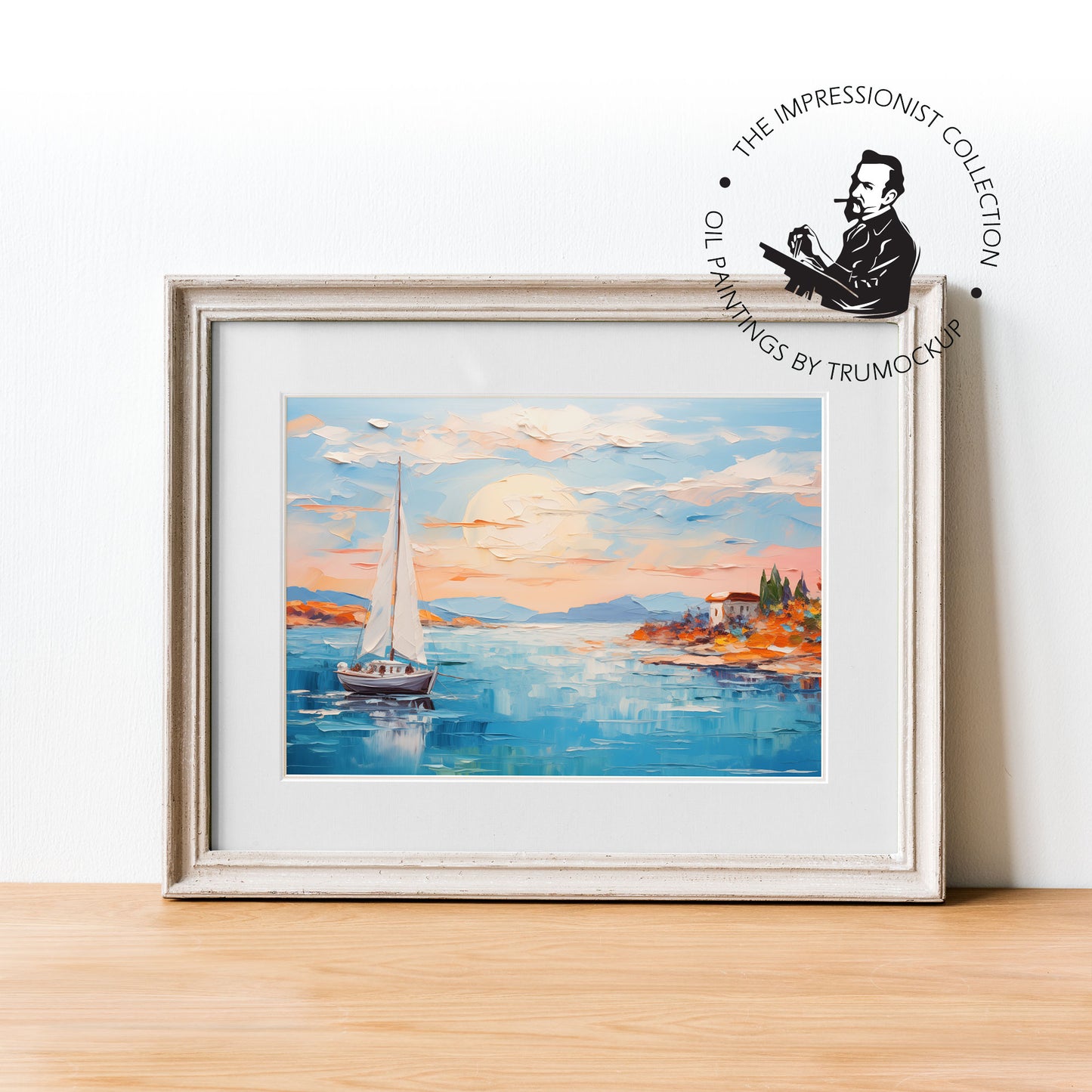 Boat In The Sea - Impressionism Collection - Digital Oil Painting | Printable Wall Art