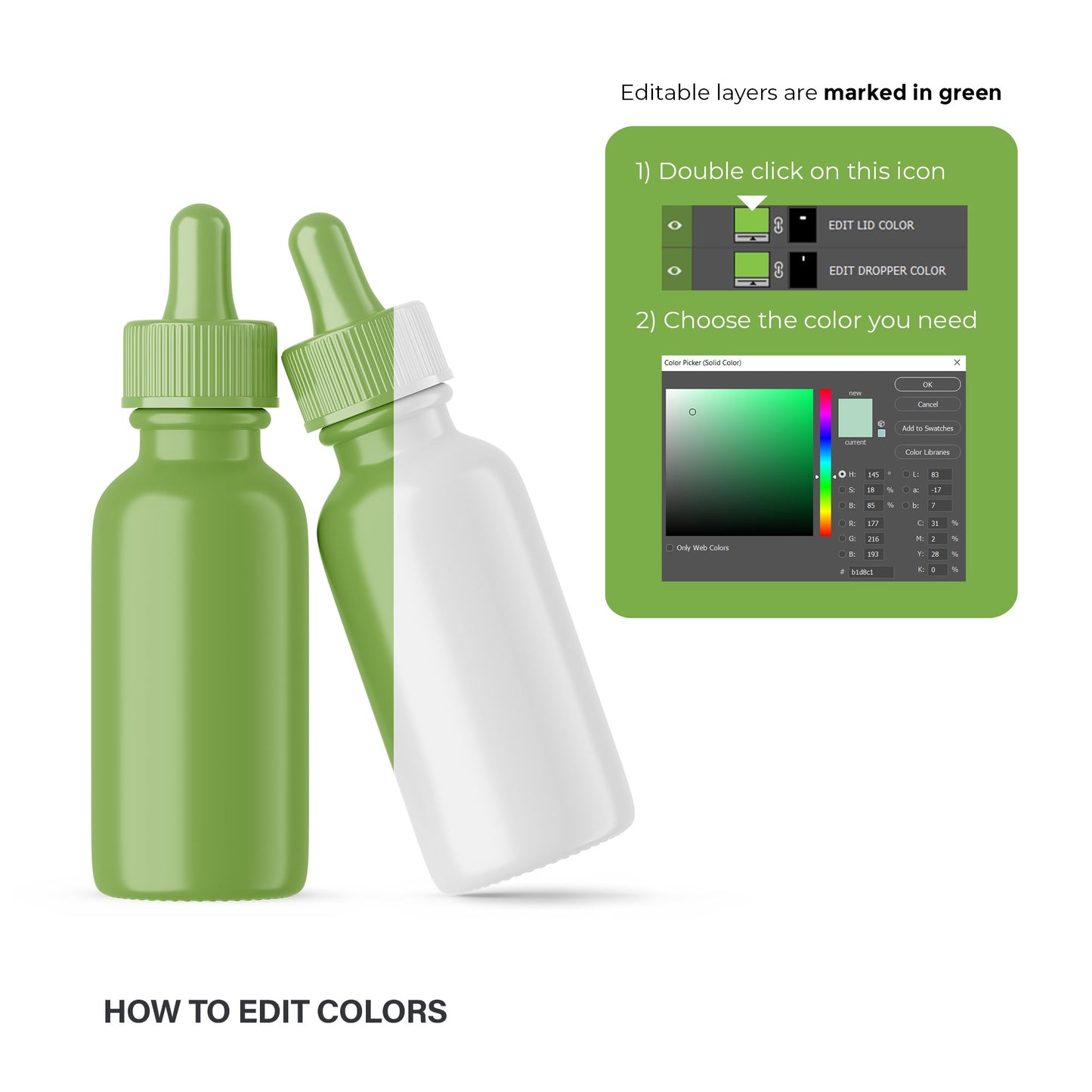 Glossy Dropper Bottle - Editable Lid