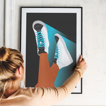 White Girl Sneakers - Digital Illustration | Ready to Print Wall Art