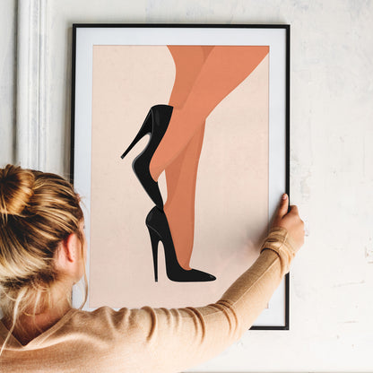 Woman Legs With Black High Heels - Digital Illustration | Ready to Print Wall Art