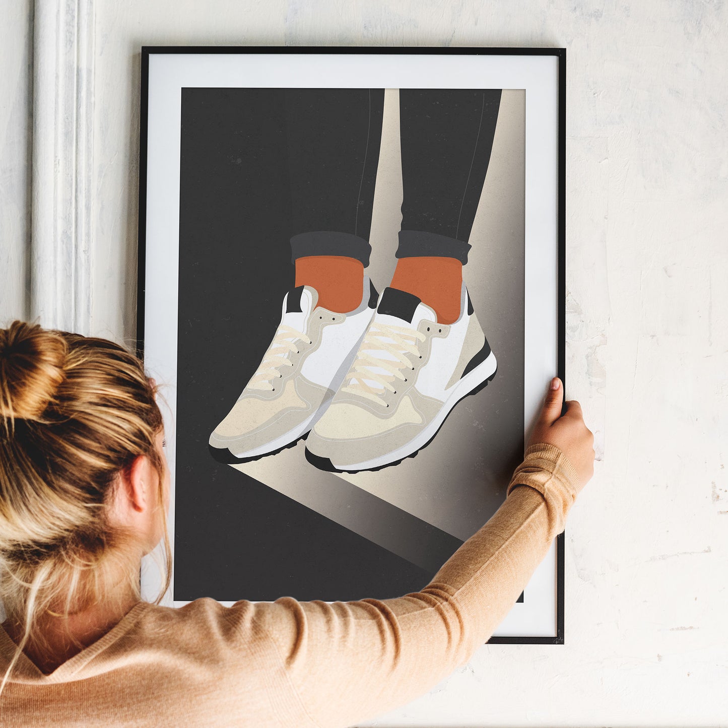 Beige Girl Sneakers - Digital Illustration | Ready to Print Wall Art