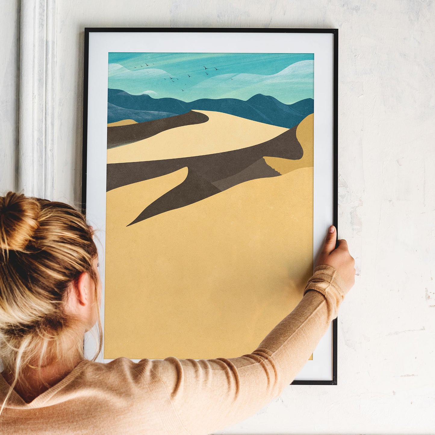 Death Valley Dunes USA - Day and Night - Two Landscape Posters | Digital Illustration | Ready to Print Wall Art