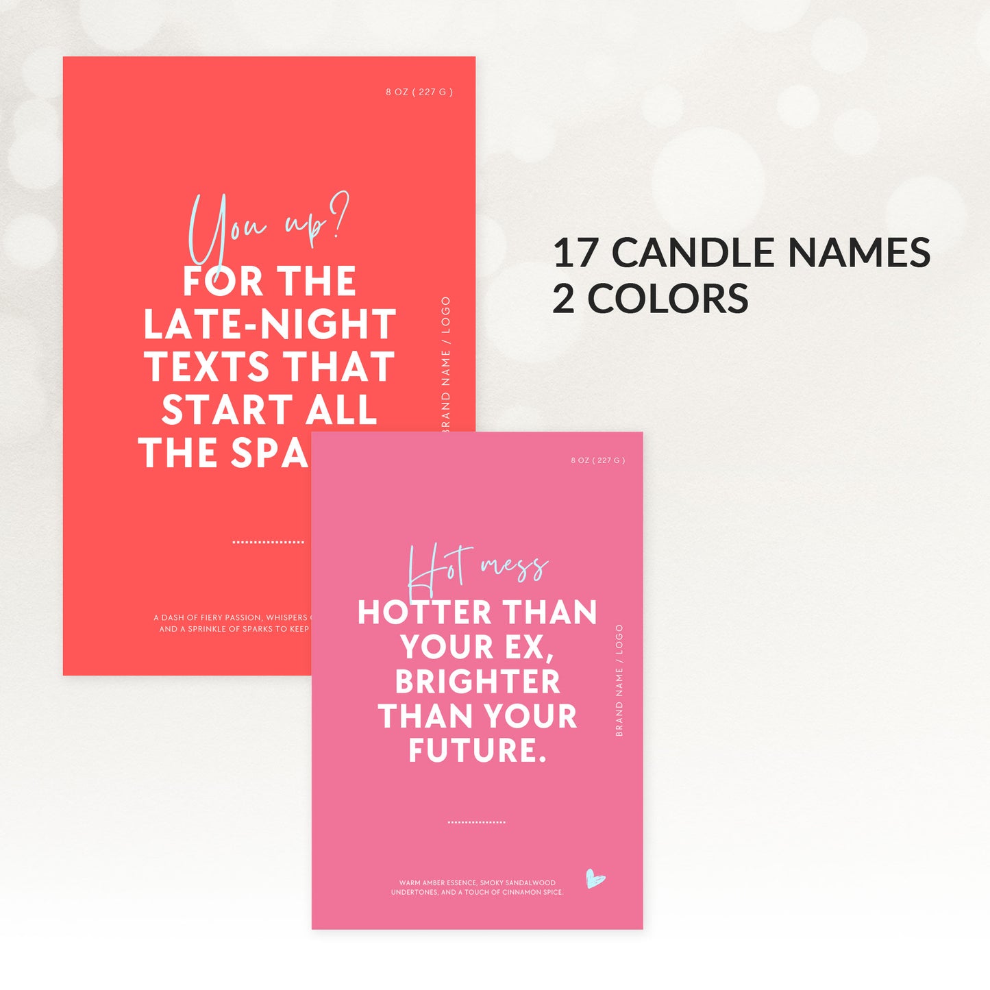 Printable Candle Labels - Valentine's Day-vol.1 - Editable Canva Templates